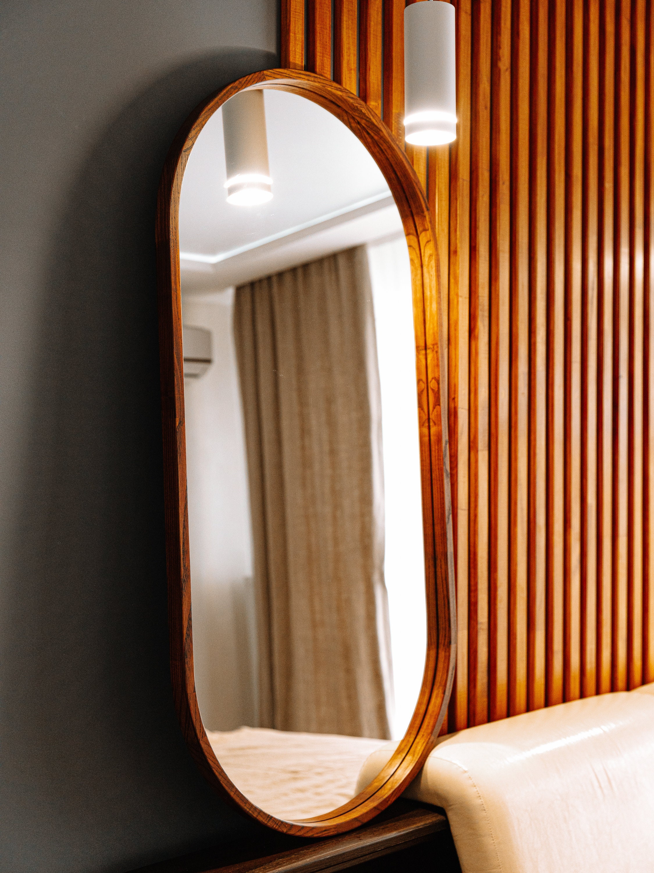 Modern wood mirror for home.Asymmetrical mirror for Etsy