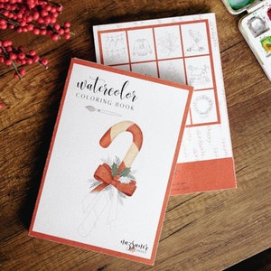 Aquarell Weihnachts-Malbuch | Handgefertigte Neujahrs-Illustrationsseiten, Malbuch für Erwachsene, Aquarell-Arbeitsbuch Geschenk