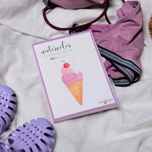 Sommer Aquarell Malbuch | Handgefertigte Illustrationsseiten, Malbuch für Erwachsene, Aquarell Arbeitsbuch Geschenk