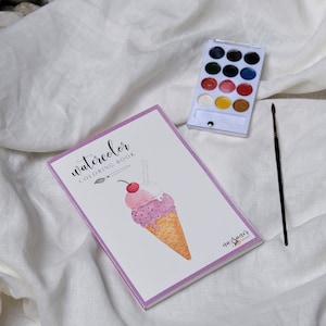 Watercolor Coloring Book Set | Summer Handmade Illustration - Adult Coloring Book, Workbook Gift