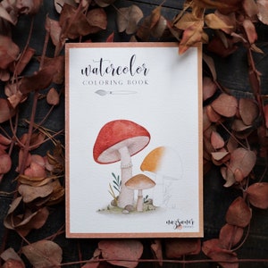 Autumn Watercolor Coloring Book | Fall Handmade Illustration Pages, Adult Coloring Book, Aquarelle Workbook Gift