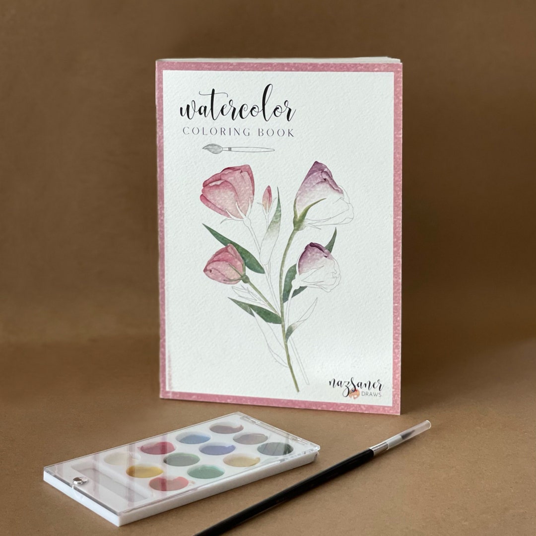 Watercolor Coloring Book Set | Floral Handmade Illustration - Adult ...
