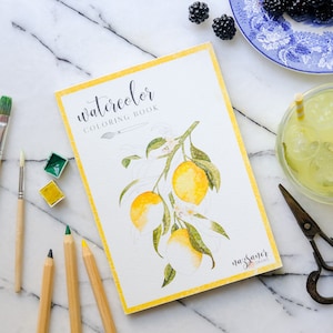 Obst Aquarell Malbuch | Handgefertigte Illustrationsseiten, Malbuch für Erwachsene, Aquarell Arbeitsbuch Geschenk