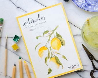 Obst Aquarell Malbuch | Handgemachte Illustrationsseiten, Malbuch für Erwachsene, Aquarell Workbook Geschenk