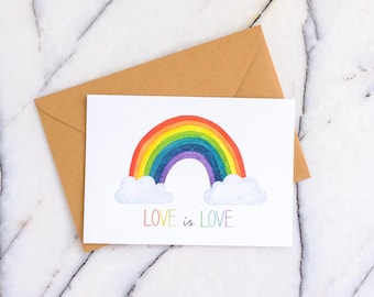 Love Is Love - Pride Rainbow Postcards Set of 4 – Multipack Watercolor Art Greeting Cards- Mini Affordable Art Prints