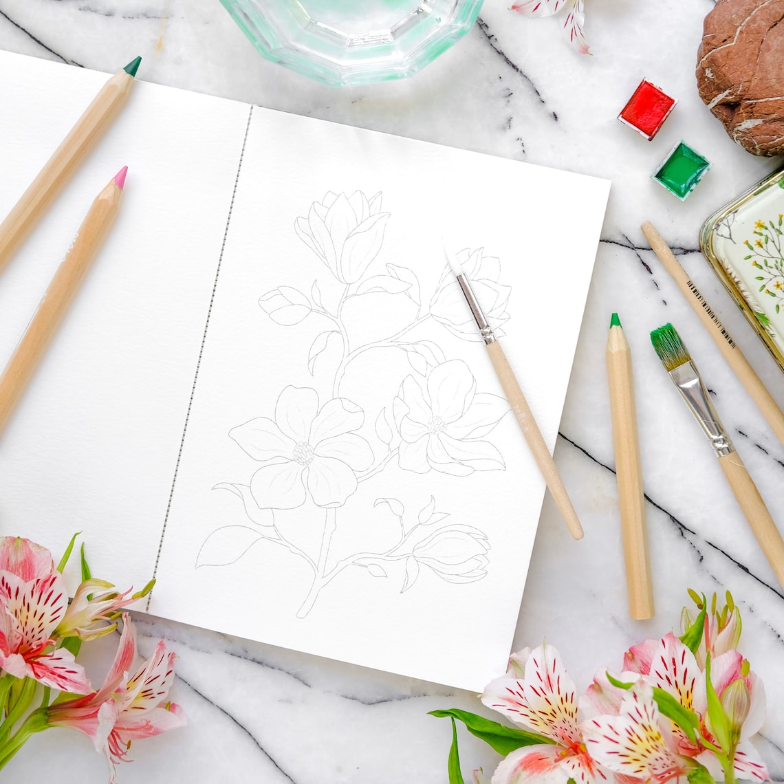 Carnet D'Exercices Aquarelle Pour Adultes - Livre De Coloriage Avec 12 Couleurs, Papier Résistant 22x17cm - 3