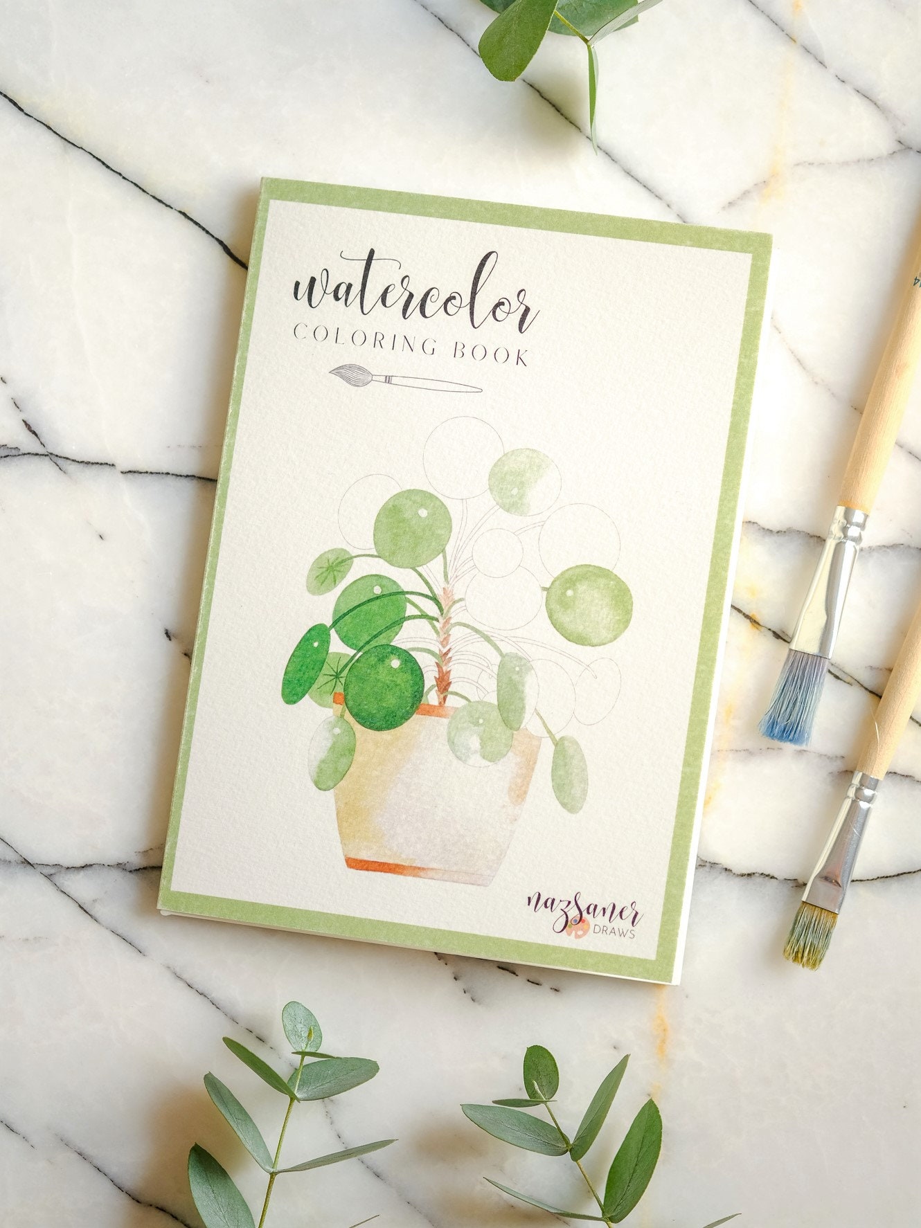Watercolor Coloring Book House Plants Handmade Illustration Adult Coloring  Book, Workbook Gift 