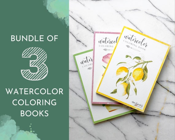 Watercolor Coloring Books Bundle of 3 Mix and Match Multipack Adult  Coloring Book, Workbook Gift 