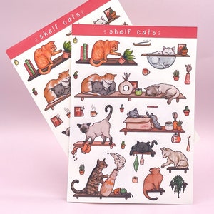 Feuille d'autocollants pour chats | Stickers chat mignon