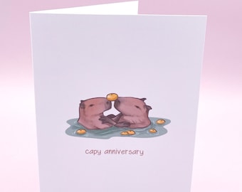 Capy Anniversary / Valentines Capybara Card | Cute Capybaras Valentine Love Greetings Card