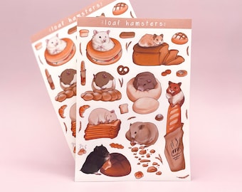 Loaf Hamsters Sticker Sheet | Bread Hamster Pet Cute Rodent Stickers