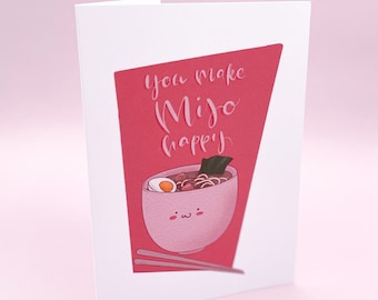 You Make Miso Happy Anniversary Valentines Day Card | Greetings Card