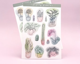Pretty Plants Sticker Sheet | Watercolour Botanical Stickers