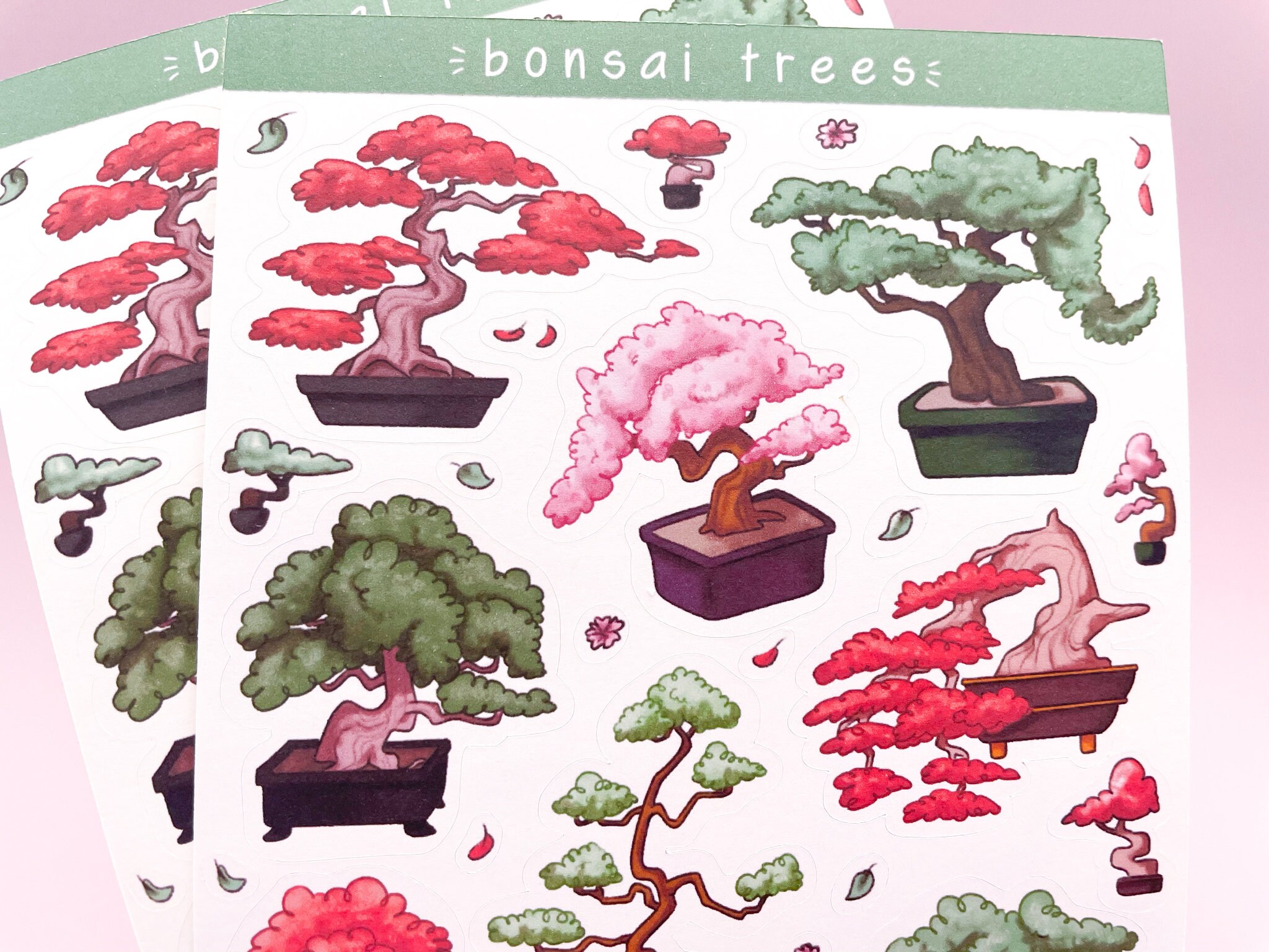 Bonsai Trees Sticker Sheet | Bonsais Tree Stickers | Japanese Botanical ...