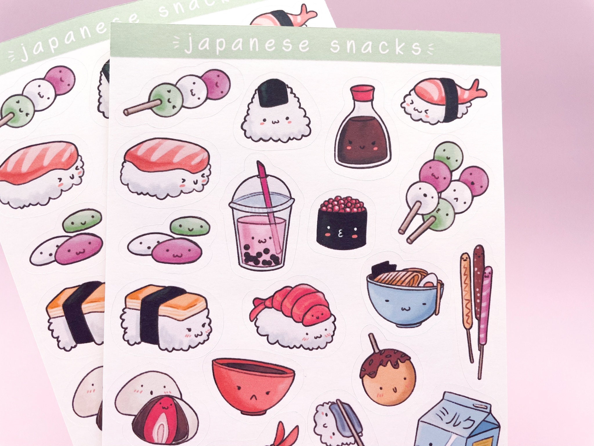 Cute Kawaii Japanese Snacks and Food Sticker Sheet Japan Stickers 