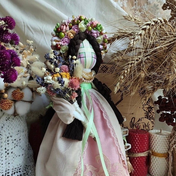 Ukraine fertility doll, Motanka with wildflowers, Pregnancy gift, Premium doll with book, Colorful traditional toy, Bereginya, Talisman doll