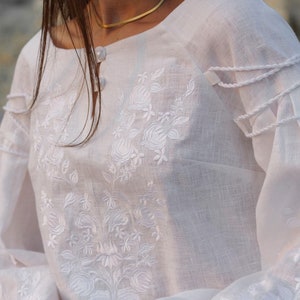 White linen embroidered blouse