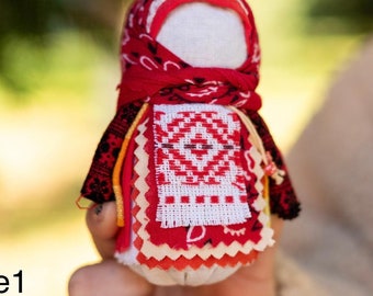 Handmade traditional Ukrainian doll, Red folk doll with embroidery, Slavic decorative doll, Rustic gift, Ethnic doll, Ukrainian craft