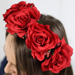 Handmade Red Rose Flower Crown