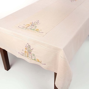 Embroidered linen runner, Lavender and lemon runner, Lavender runner, Lemon runner, Summer home décor, Yellow lemon runner, Citrus runner