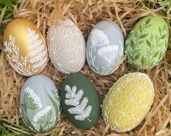 Set of 7 wooden Easter eggs, Ukraine handmade eggs set, Easter tag. Hand painted Easter decor, Easter decoration, Hand made gift, Pysanky