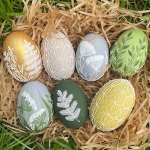 Set of 7 wooden Easter eggs, Ukraine handmade eggs set, Easter tag. Hand painted Easter decor, Easter decoration, Hand made gift, Pysanky