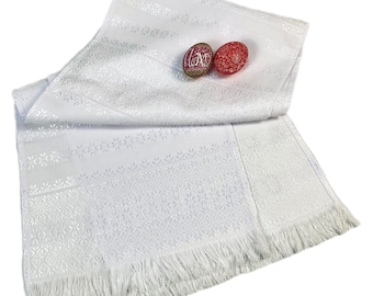 Slavic embroidered towel, White embroidery, Vintage embroidered towel, Traditional towel, Wedding towel, Wedding gift