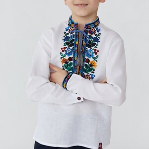 White linen embroidered boy shirt