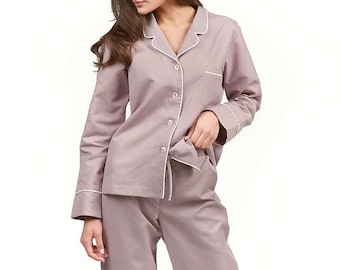 Purple hemp night gown, Cotton pjs, Cozy night-suit, Womens pajama set, Cute home clothes, Hemp clothing,  Winter sleepwear, Soft robe
