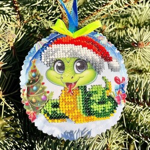 Handmade beaded Christmas ornament