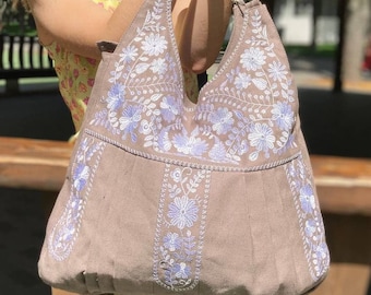 Large Linen Bag, Summer shoulder bag, Handmade bag, Linen canvas bag, Feminist Tote Bag, Floral Bag, Boho bag, Hippie bag, Natural Fiber Bag