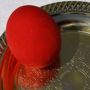 Red wooden Easter egg decor in matte, Pysanky style accent for baskets & tables, Custom color from the shown palettes