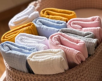 Newborn muslin swaddle blankets, 100% cotton 32" x 40", Muslin in 4 layers,Newborn photography props,Stroller blanket,Baby receiving blanket