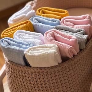 Muslin Baby Swaddle Blanket, Soft Double Gauze Newborn Wrap, Breathable Neutral Baby Blanket, Minimalist Nursery Essential