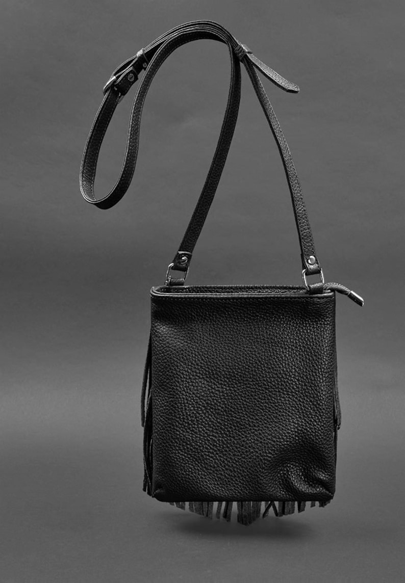 Boho crossbody bag with fringe, Fringe leather purse, Hippie bag, Canvas leather bag with zipper, Mini crossbody bag, Beige handbag image 9