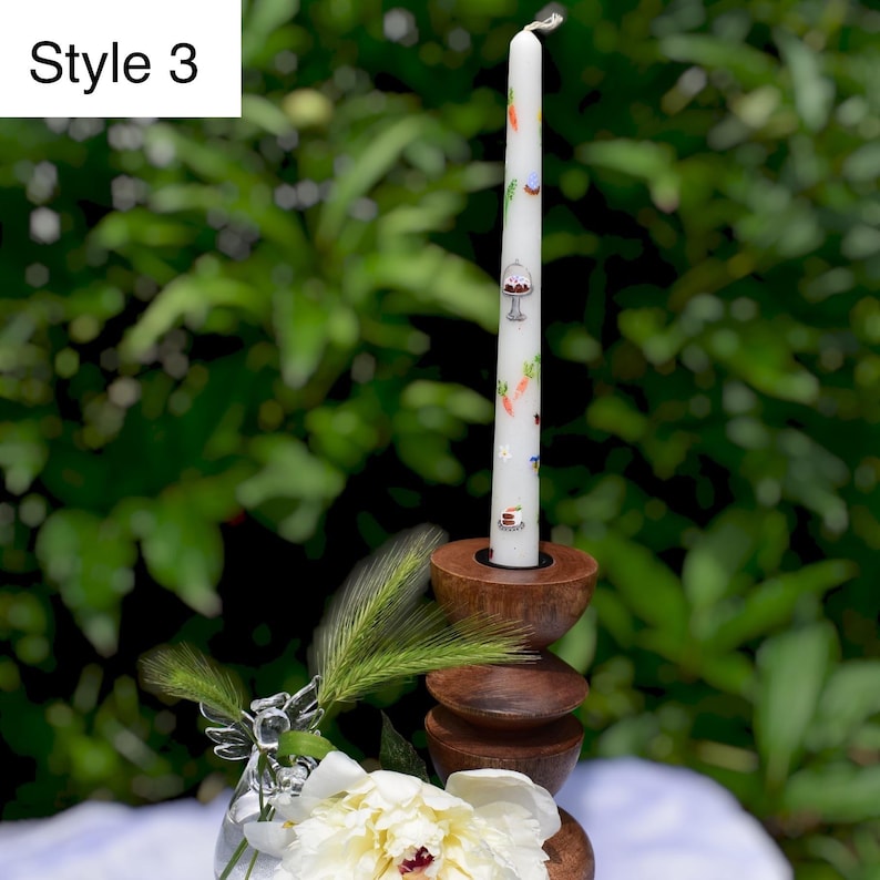 Hand painted candle, Elegant decorative candle for gifts, Home decor or ceremony use, 22cm height