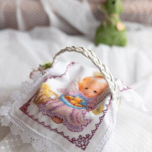 Easter Basket cover with beaded angel design