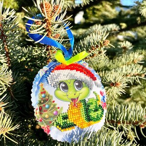 Handmade beaded Christmas ornament