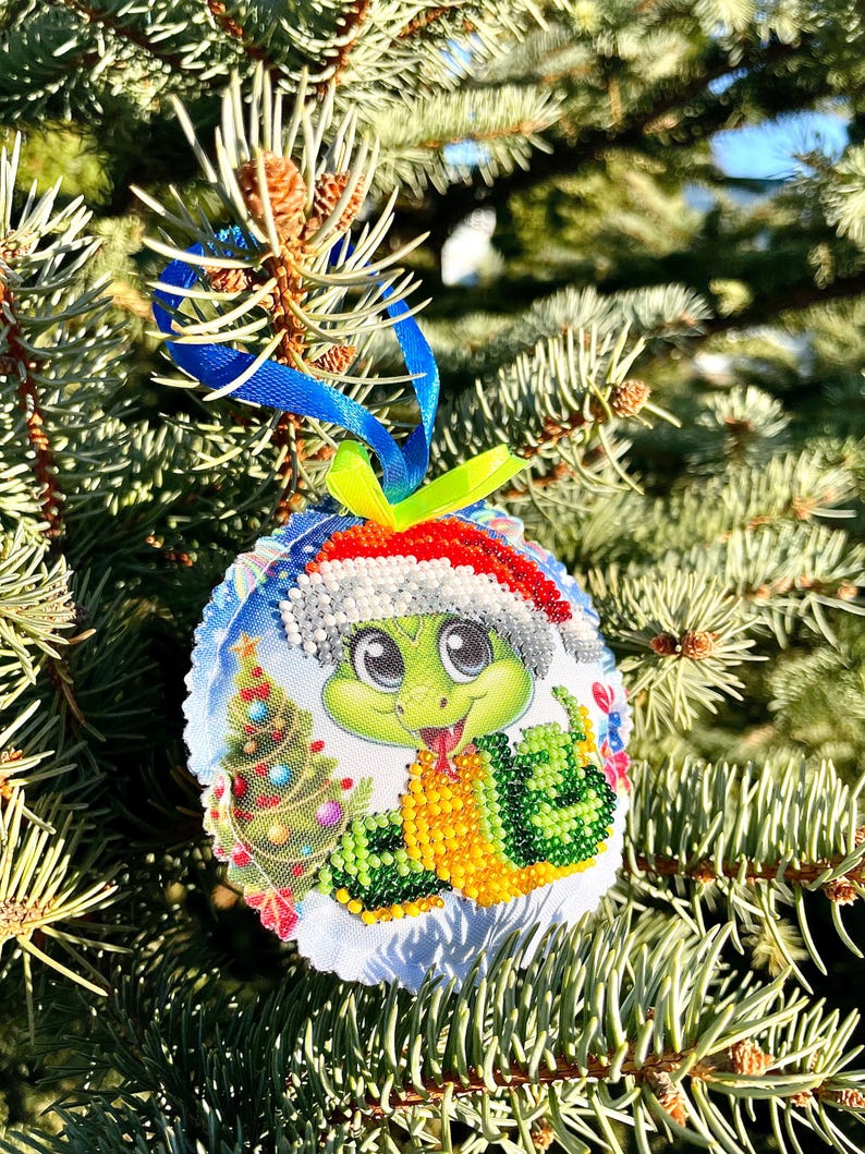 Handmade beaded Christmas ornament