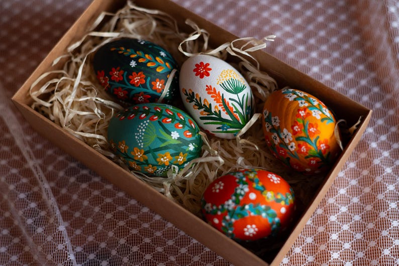 Hand-painted wooden Easter eggs