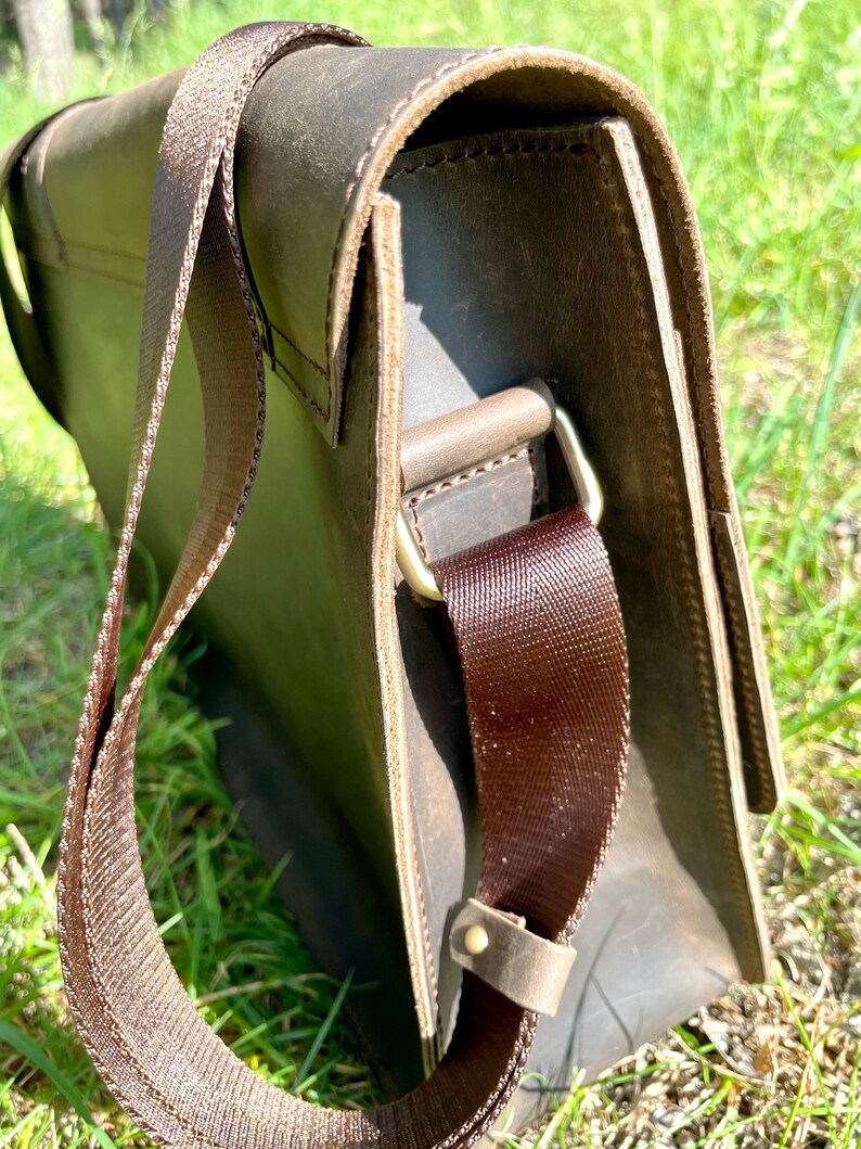 Distressed Leather Messenger Bag, Brown Leather Crossbody Bag, Vintage Shoulder Satchel, Handmade Rustic Laptop Bag