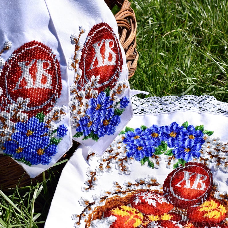 Ukrainian Easter beaded embroidery set