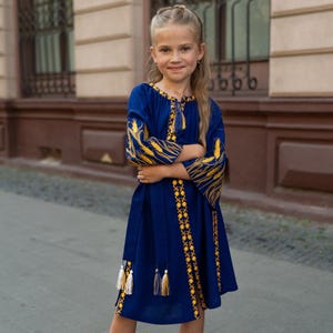 Blue linen dress