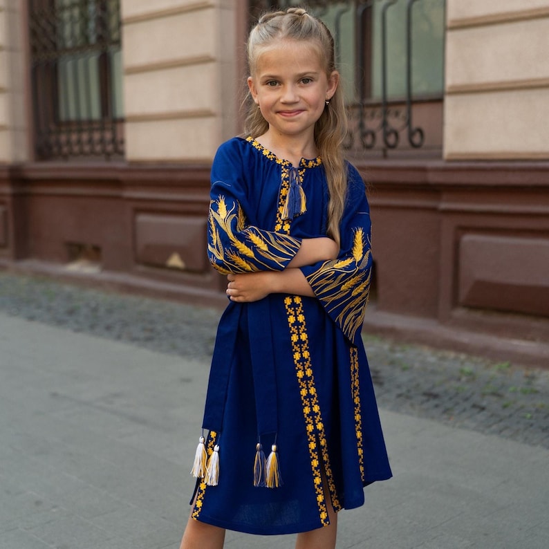 Blue linen dress