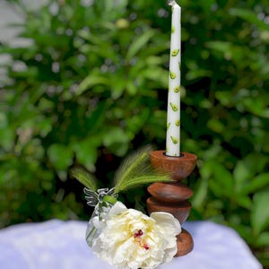 Hand painted avocado taper candle for home decor kitchen table setting unique gift farmers market style candlelight dinner