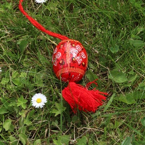 Hand-painted Ukrainian pysanka Easter egg ornaments with tassels