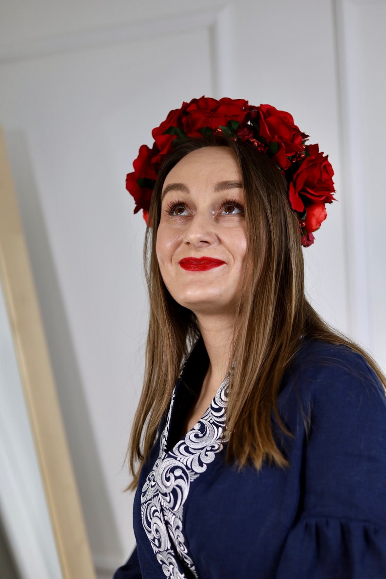 Handmade Red Rose Flower Crown