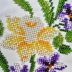 Baptism Easter basket covers, Beaded Easter bow, Bead Easter table decor, Easter basket liner, Ukrainian Gift for Easter, Hand made bow bild 5