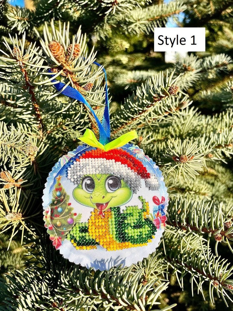 Handmade beaded Christmas ornament