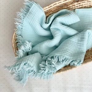 Baby fringe swaddle blanket, Mint 4 layers blanket, Muslin swaddle blanket, Receiving blanket, Super soft absorbent blanket, Newborn gifts